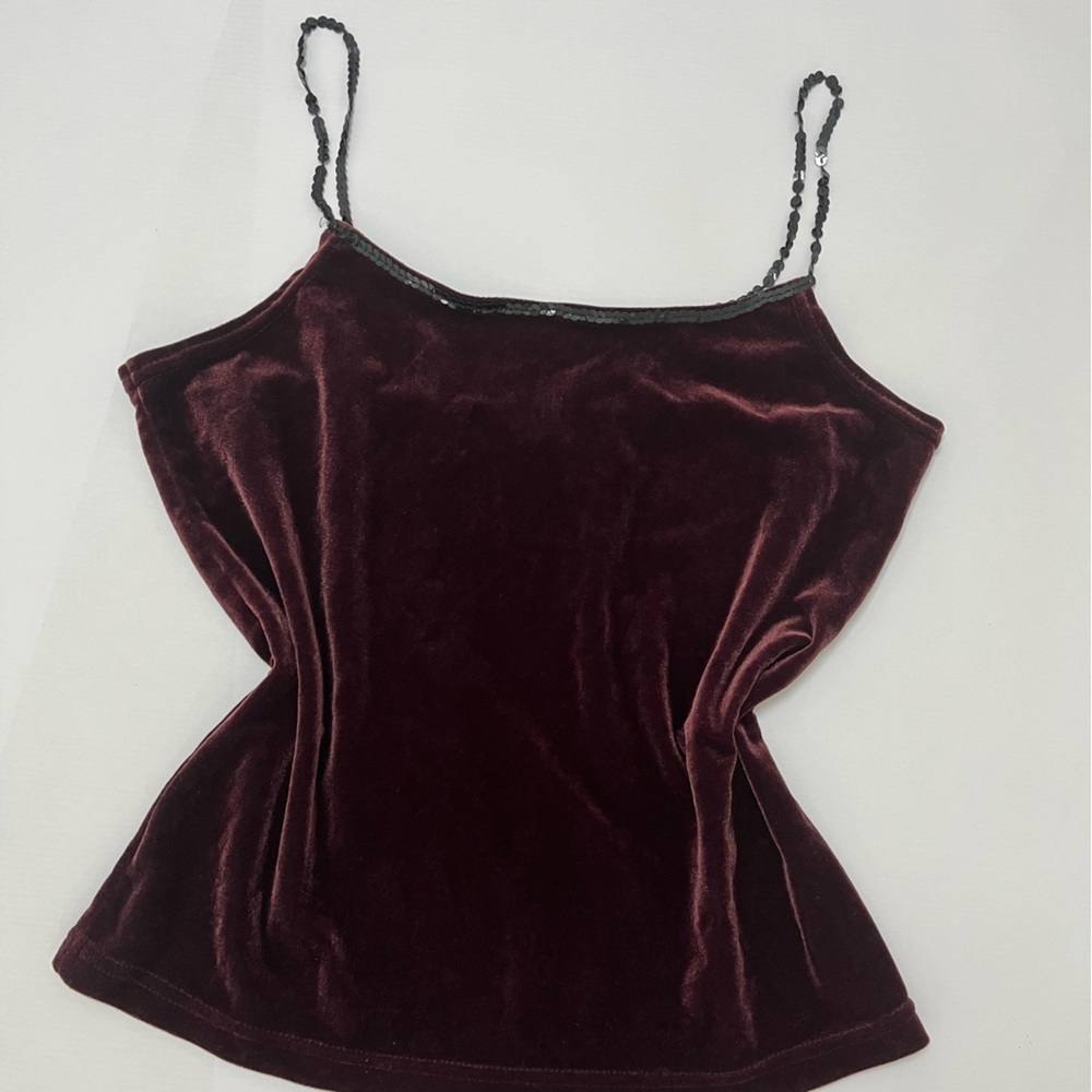 Accomplice - vintage 90s/Y2K velour crop top with sequin straps - size M